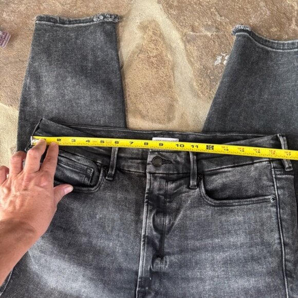 GOOD AMERICAN Good Legs faded black jeans stretch high rise straight 16 - Picture 5 of 8